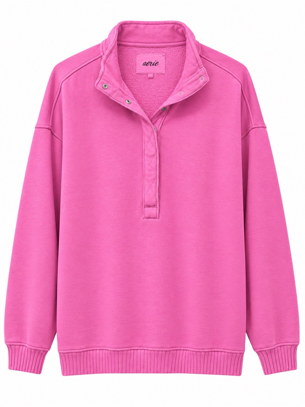 aerie Pink Quarter-Snap Crewneck Pullover